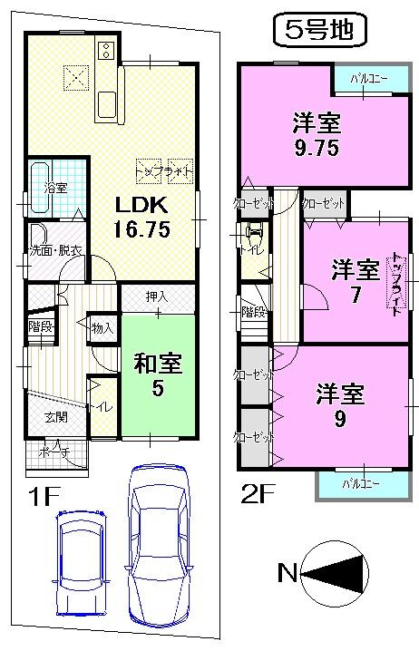 Floor plan. 22,800,000 yen, 4LDK, Land area 104.75 sq m , Building area 110.16 sq m