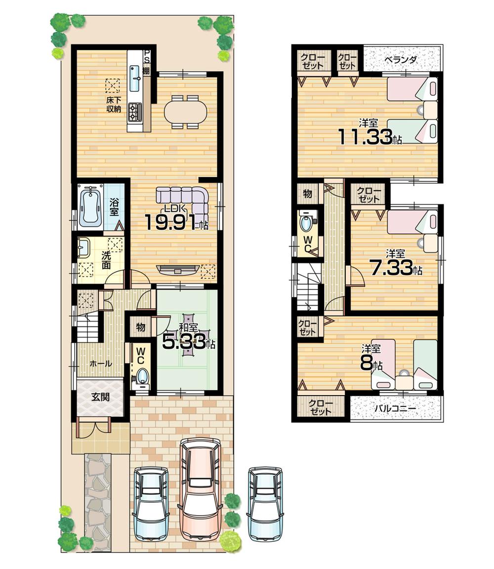 Floor plan. 23.6 million yen, 4LDK, Land area 104.76 sq m , Building area 116.64 sq m