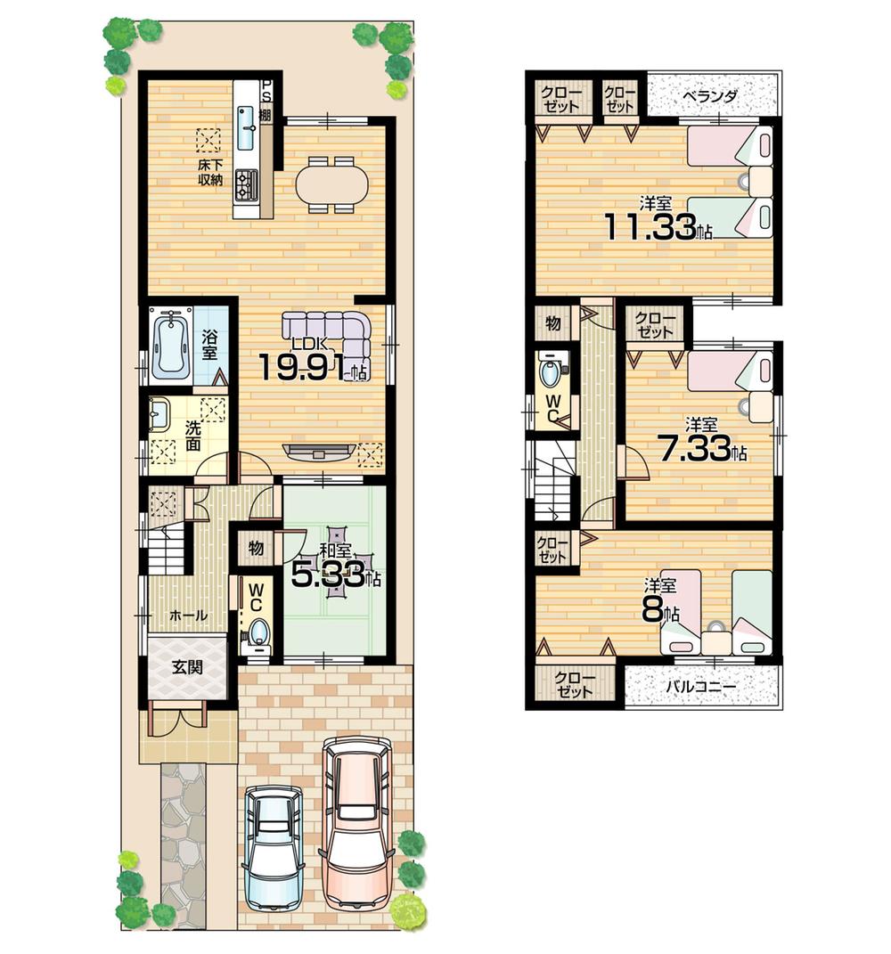 Floor plan. 23.6 million yen, 4LDK, Land area 104.76 sq m , Building area 116.64 sq m