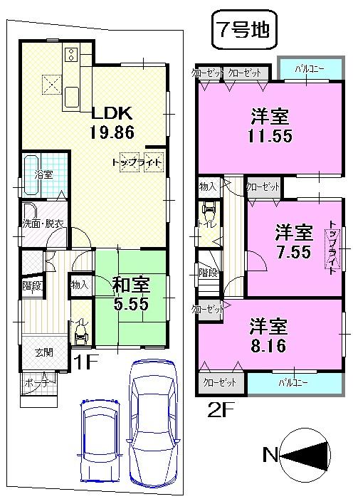 Floor plan. 23.6 million yen, 4LDK, Land area 104.76 sq m , Building area 117.18 sq m