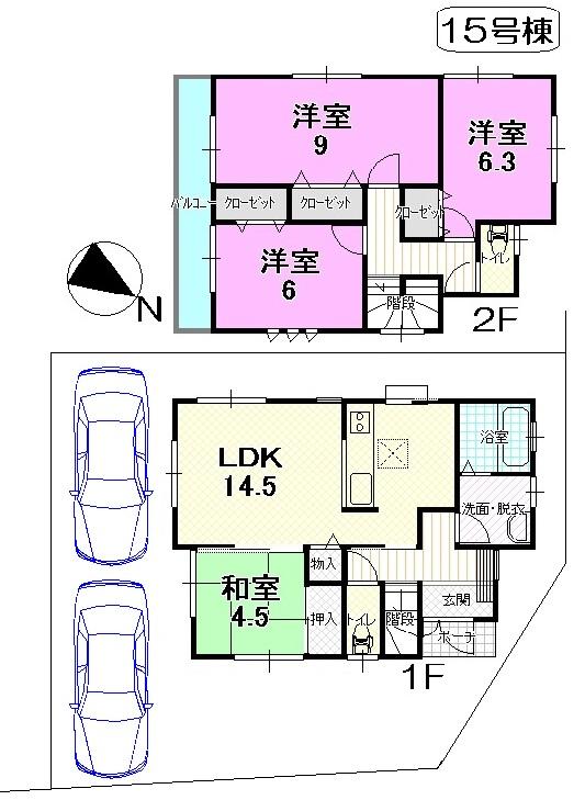 Floor plan. (15 Building), Price 28.8 million yen, 4LDK, Land area 111.12 sq m , Building area 97.7 sq m