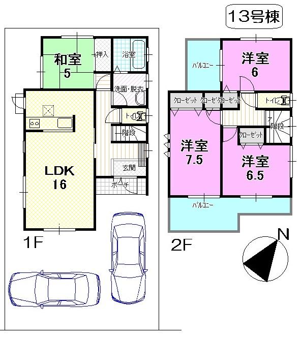 Floor plan. (13 Building), Price 28.8 million yen, 4LDK, Land area 110.31 sq m , Building area 98.53 sq m
