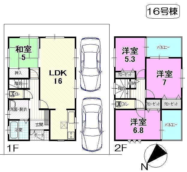 Floor plan. (16 Building), Price 27.3 million yen, 4LDK, Land area 111.01 sq m , Building area 95.23 sq m