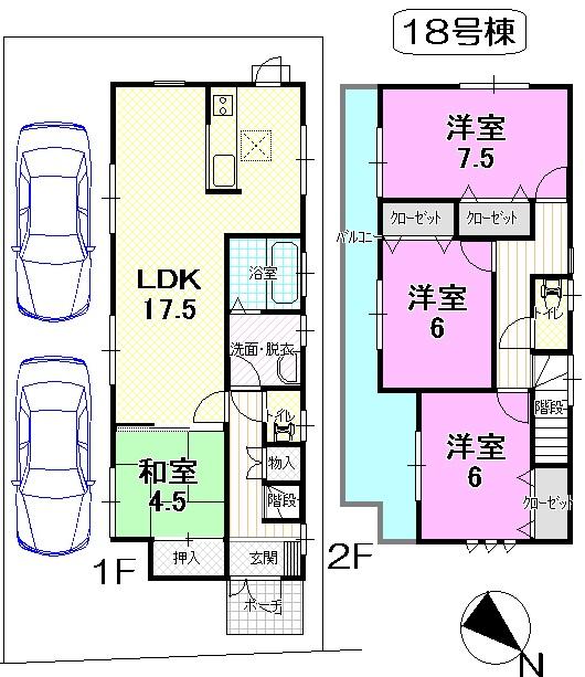 Floor plan. (18 Building), Price 26,300,000 yen, 4LDK, Land area 113.78 sq m , Building area 99.36 sq m