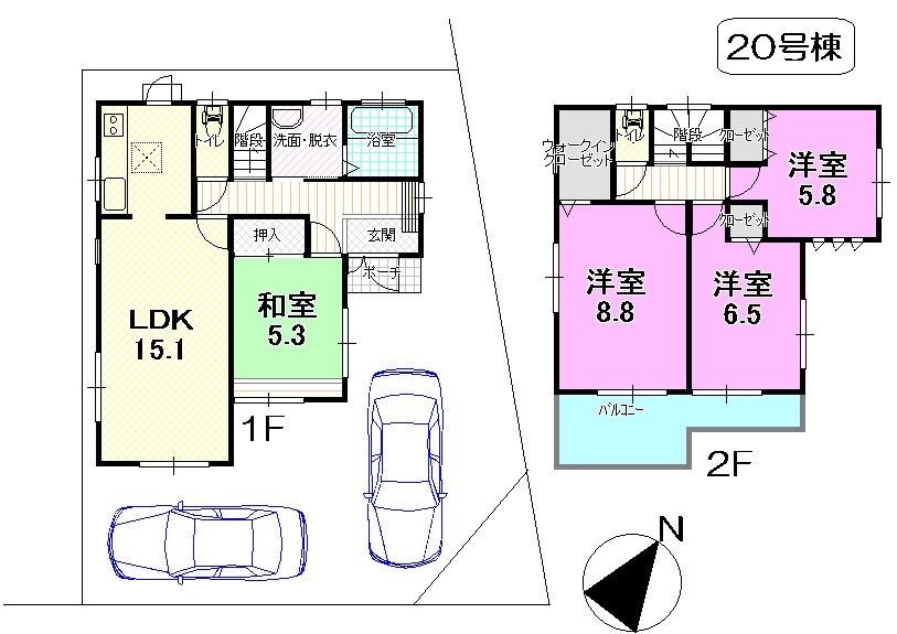 Floor plan. (20 Building), Price 29,800,000 yen, 4LDK, Land area 110.37 sq m , Building area 98.95 sq m