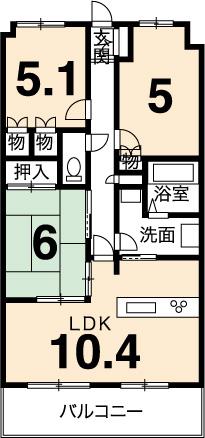 Floor plan. 3LDK, Price 13.8 million yen, Footprint 64.7 sq m , Balcony area 10.23 sq m