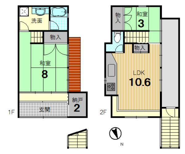 Floor plan. 19,800,000 yen, 2LDK+S, Land area 132.76 sq m , Building area 70.98 sq m