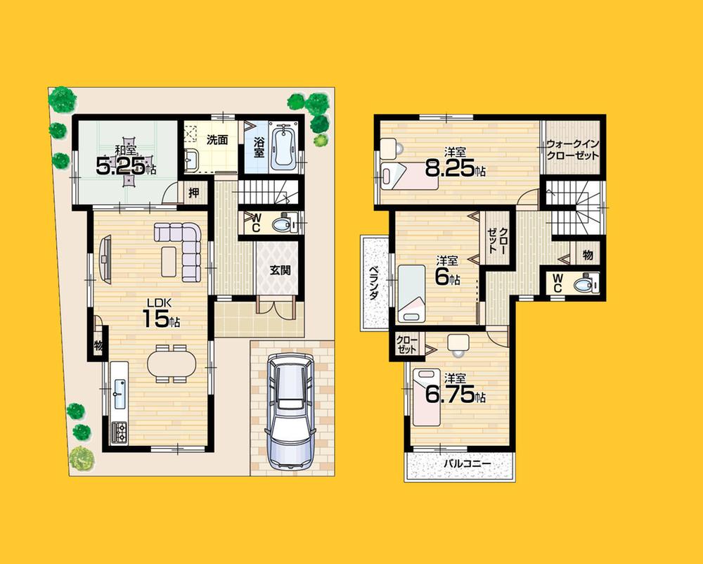Floor plan. 23.4 million yen, 4LDK, Land area 100.04 sq m , Building area 100.44 sq m land 30 square meters 4LDK Window lighting many bright floor plan