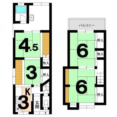Floor plan. 6.9 million yen, 4K, Land area 51.1 sq m , Building area 53.08 sq m