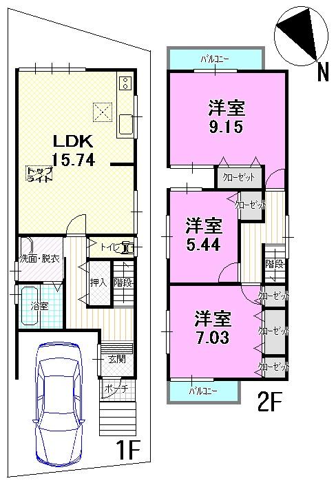 Floor plan. 20.8 million yen, 3LDK, Land area 82.06 sq m , Building area 93.58 sq m