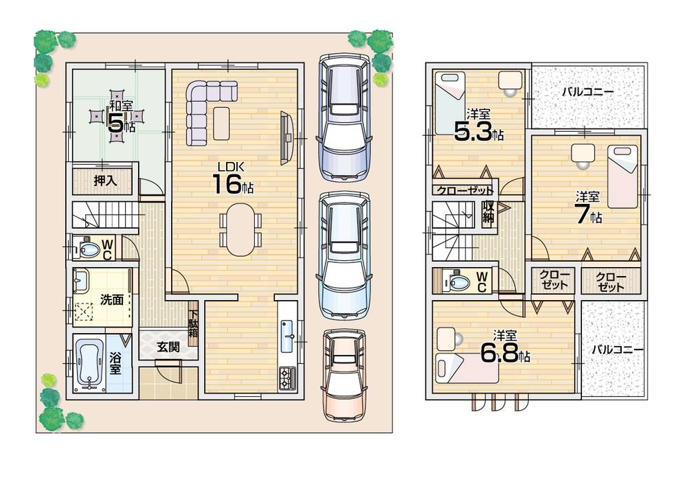 Floor plan. 27.3 million yen, 4LDK, Land area 111.01 sq m , Building area 95.23 sq m