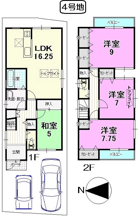 Floor plan. (No. 4 locations), Price 22.6 million yen, 4LDK, Land area 104.77 sq m , Building area 108.54 sq m