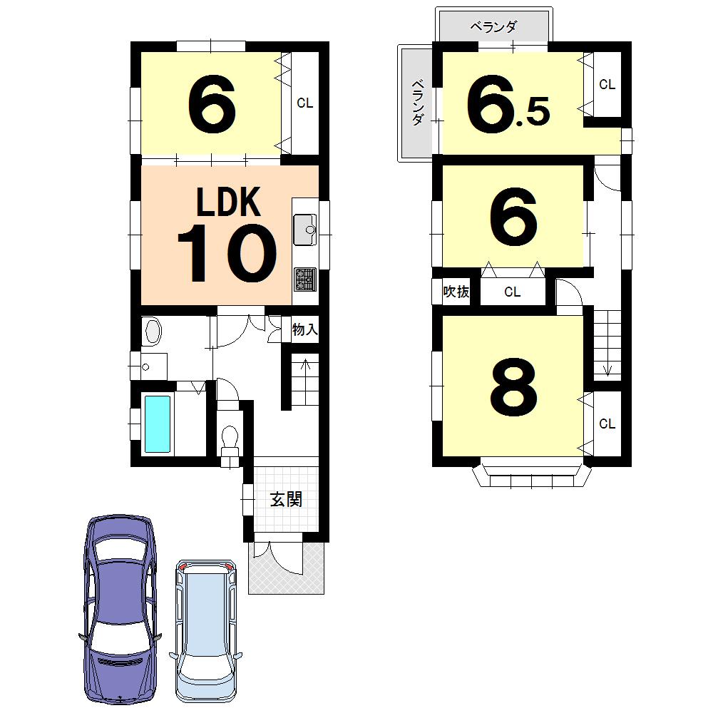 Floor plan. 25,800,000 yen, 4LDK, Land area 263.34 sq m , Building area 91.53 sq m