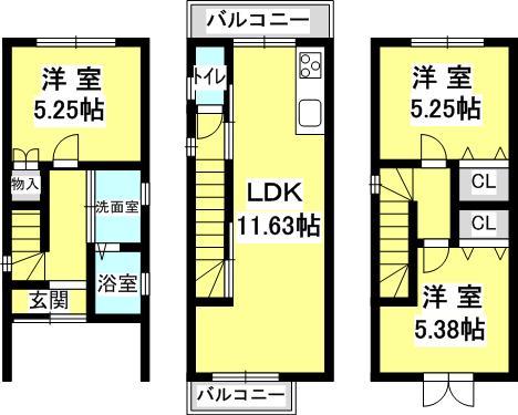 Building plan example (floor plan). Building plan example, Building price 12.4 million yen, Building area 68.40 sq m