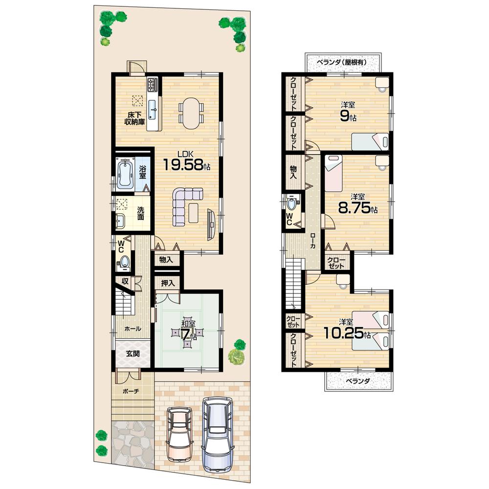 Floor plan. (No. 7 locations), Price 28,700,000 yen, 4LDK, Land area 157.96 sq m , Building area 127.18 sq m