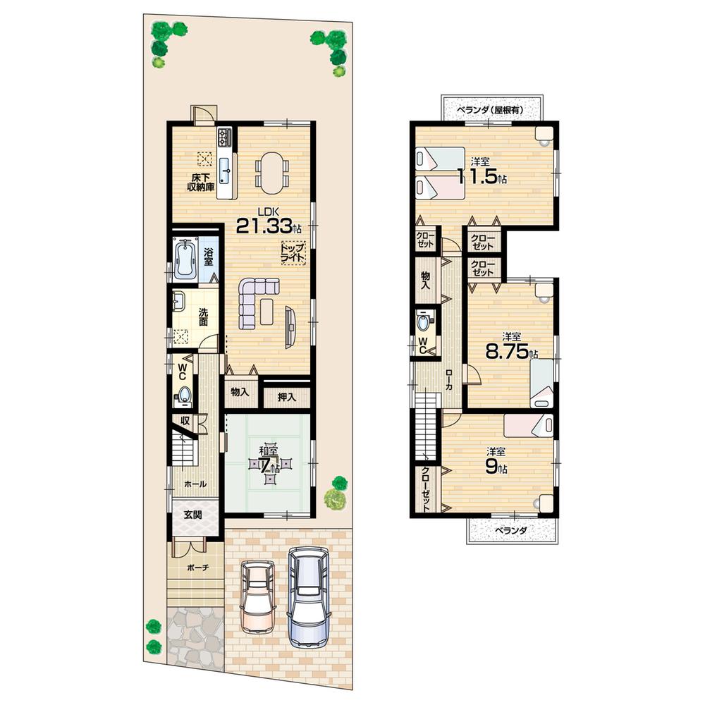 Floor plan. (No. 6 locations), Price 29.5 million yen, 4LDK, Land area 159.52 sq m , Building area 132.04 sq m