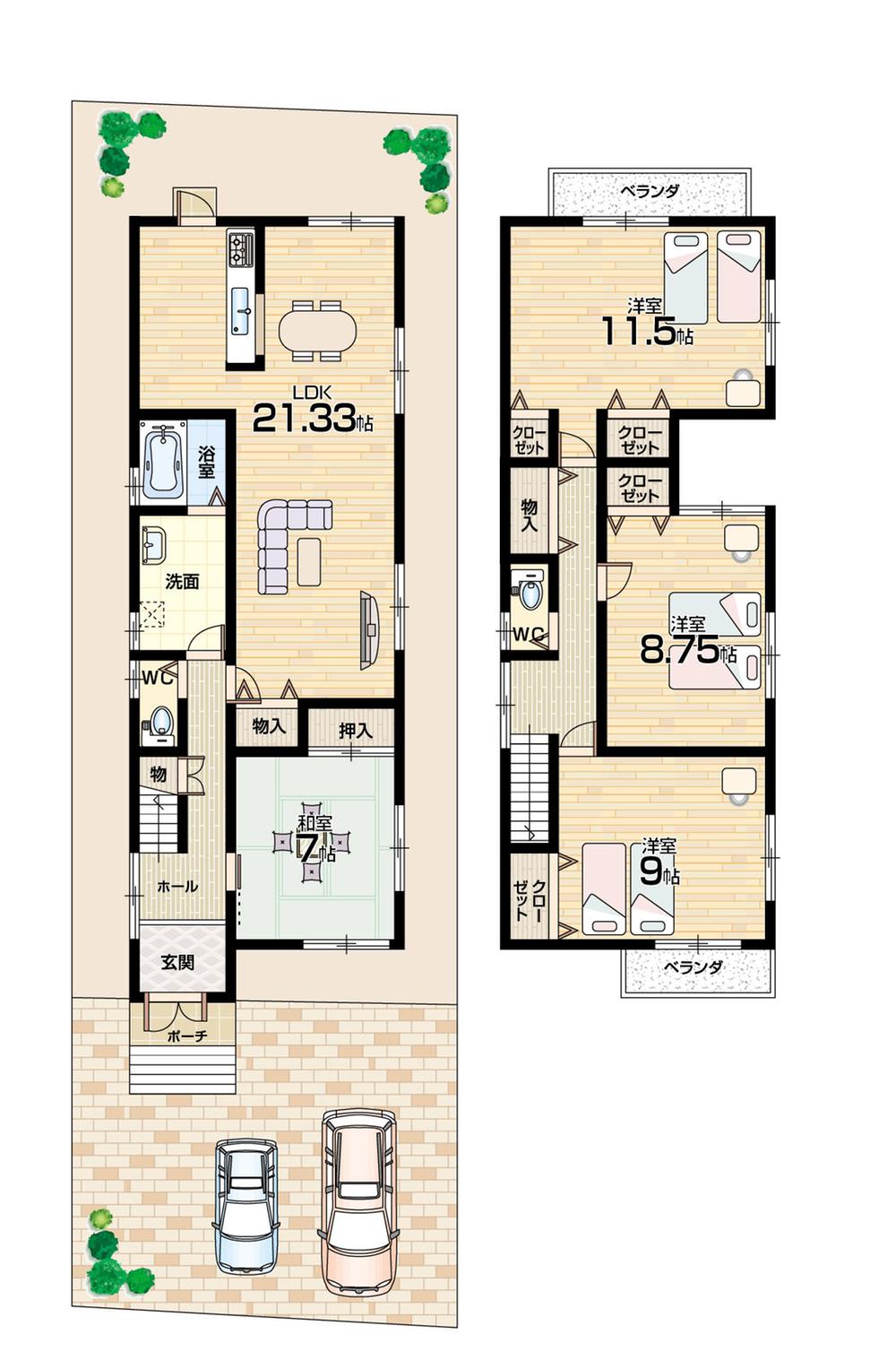 Floor plan. (No. 4 locations), Price 29,800,000 yen, 5LDK, Land area 162.92 sq m , Building area 132.04 sq m