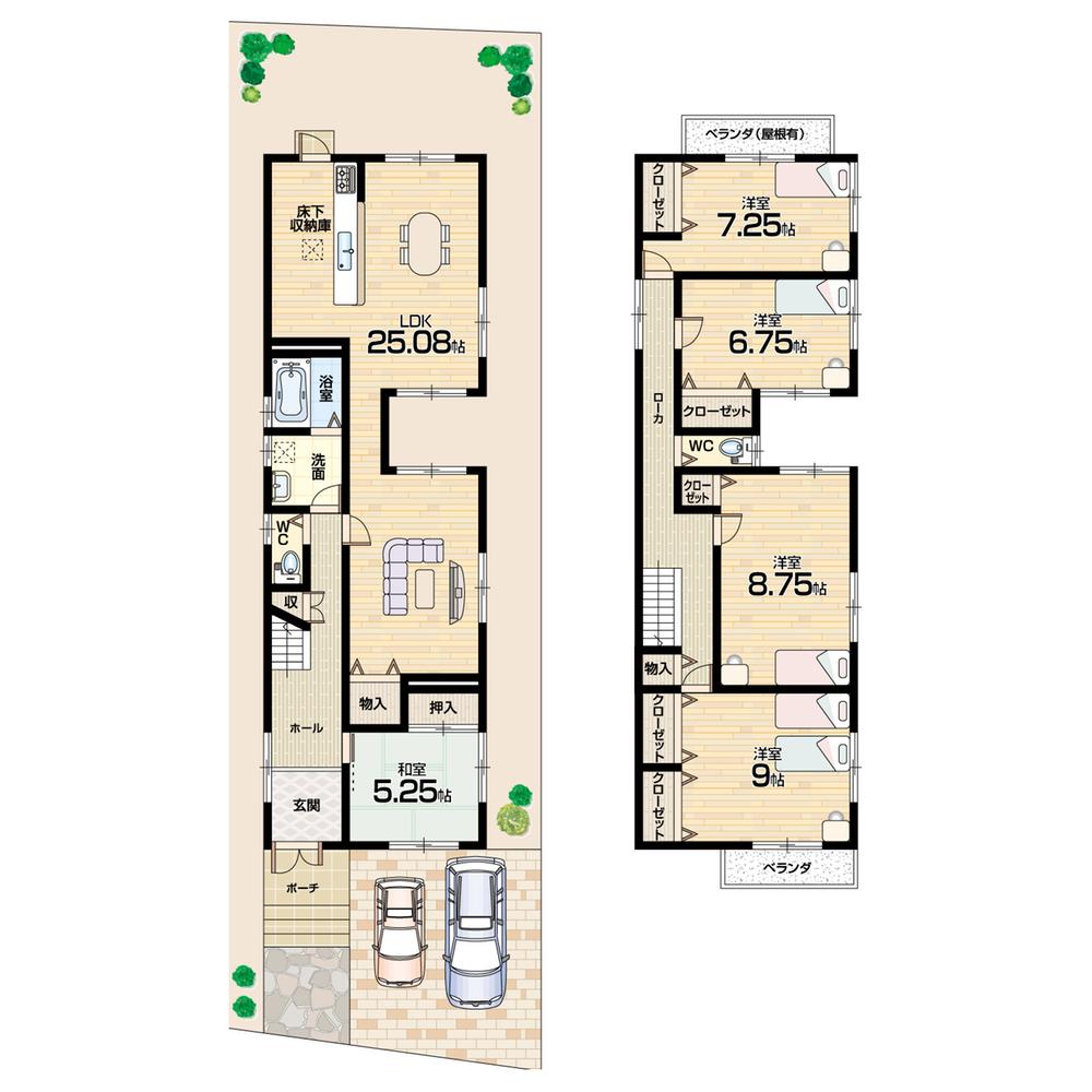 Floor plan. (No. 3 locations), Price 31,300,000 yen, 5LDK, Land area 164.65 sq m , Building area 143.38 sq m