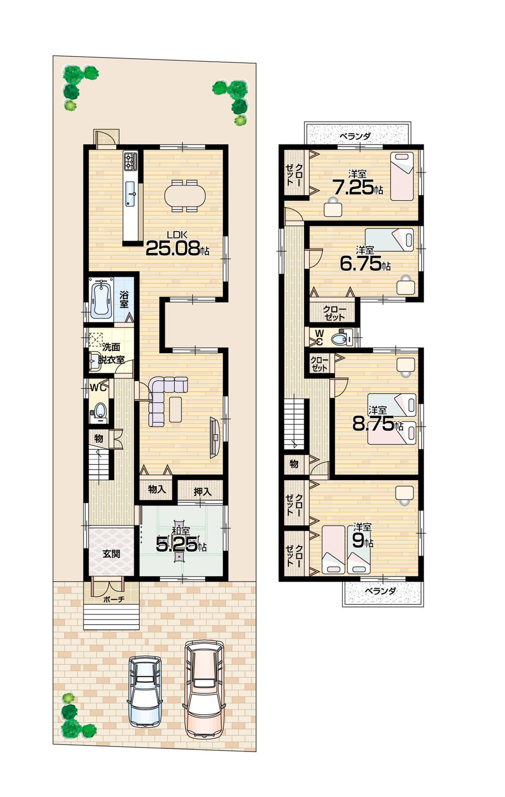 Floor plan. (No. 1 point), Price 32,100,000 yen, 5LDK, Land area 173.46 sq m , Building area 143.38 sq m