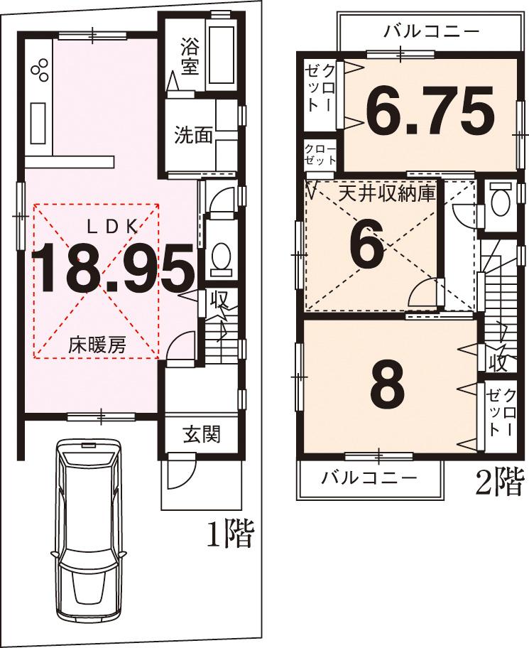 Building plan example (floor plan). Building plan example (No. 2 locations) Building Price 14.8 million yen, Building area 89.30 sq m