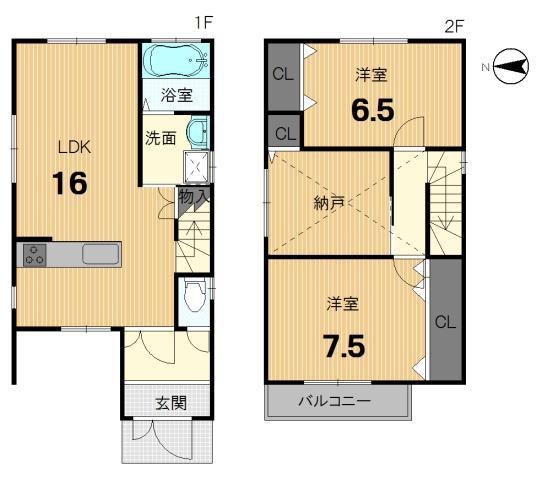 Floor plan. 34,960,000 yen, 2LDK+S, Land area 80.78 sq m , Building area 83.02 sq m