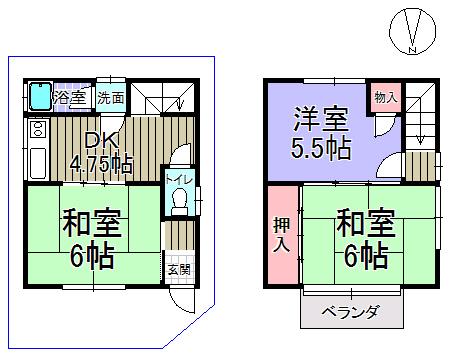 Floor plan. 7.3 million yen, 3DK, Land area 46.86 sq m , Building area 45.96 sq m