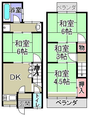 Floor plan. 5.8 million yen, 4DK, Land area 52.99 sq m , Building area 54.58 sq m