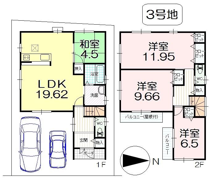 Floor plan. 22,700,000 yen, 4LDK, Land area 103.61 sq m , Building area 117.04 sq m