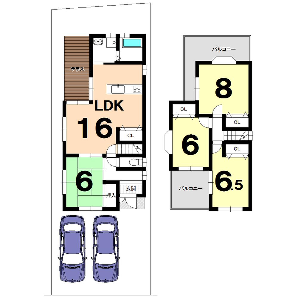 Building plan example (floor plan). Building plan example (D No. land) 4LDK, Land price 18,690,000 yen, Land area 130.9 sq m , Building price 14,610,000 yen, Building area 94.77 sq m