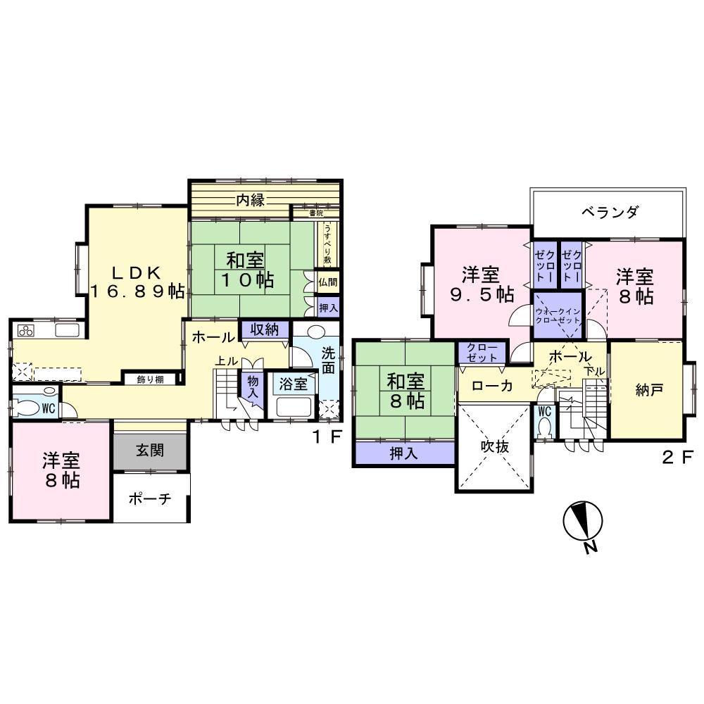 Floor plan. 59,800,000 yen, 5LDK + S (storeroom), Land area 275.48 sq m , Building area 180.93 sq m