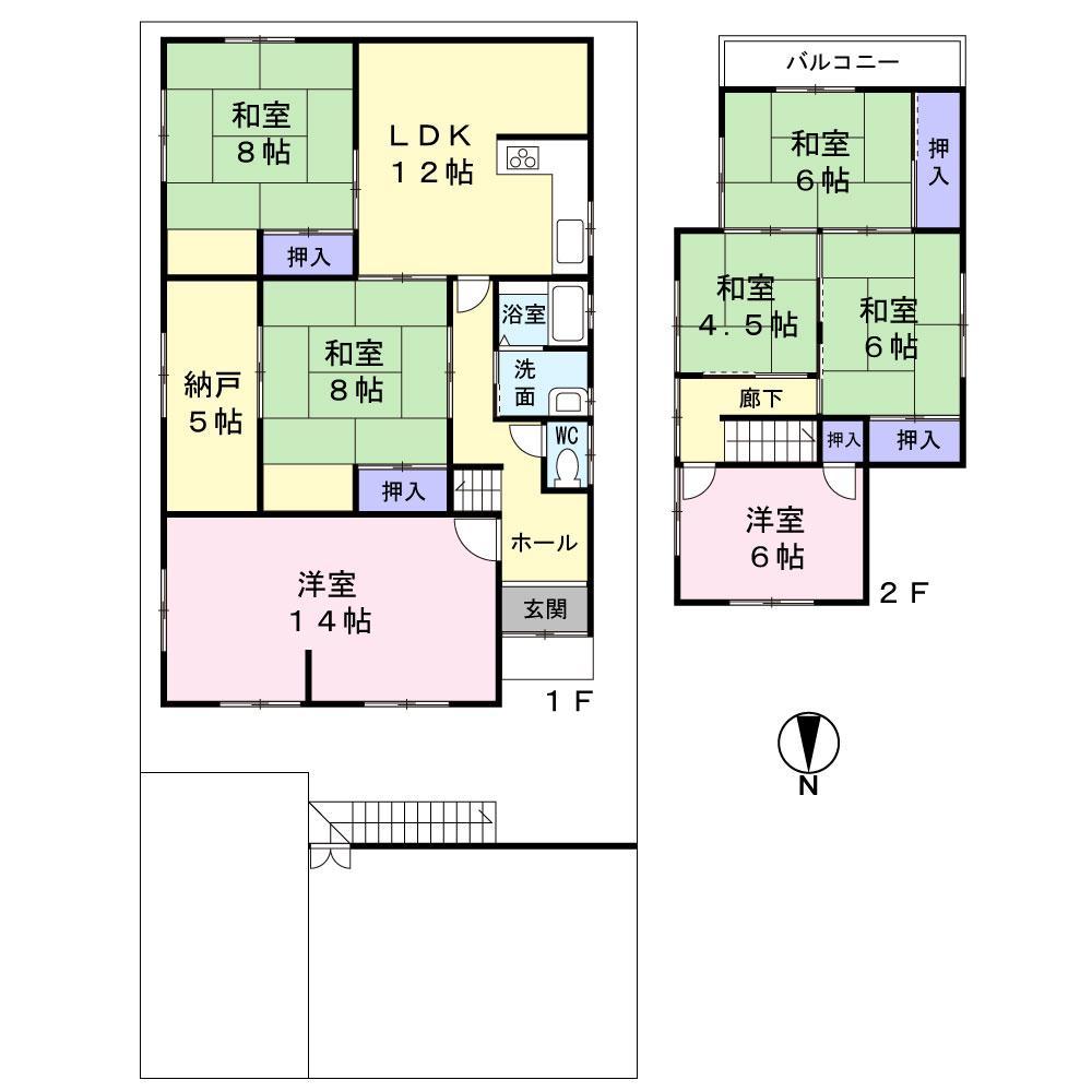 Floor plan. 19,800,000 yen, 7LDK, Land area 209.13 sq m , Building area 105.99 sq m