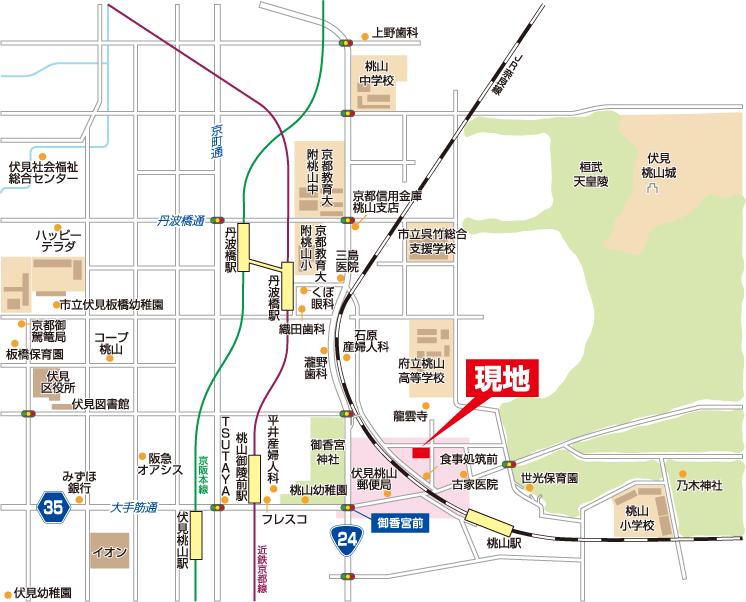 Local guide map.  [Wide-area map] Noble Court Momoyamachikuzendai