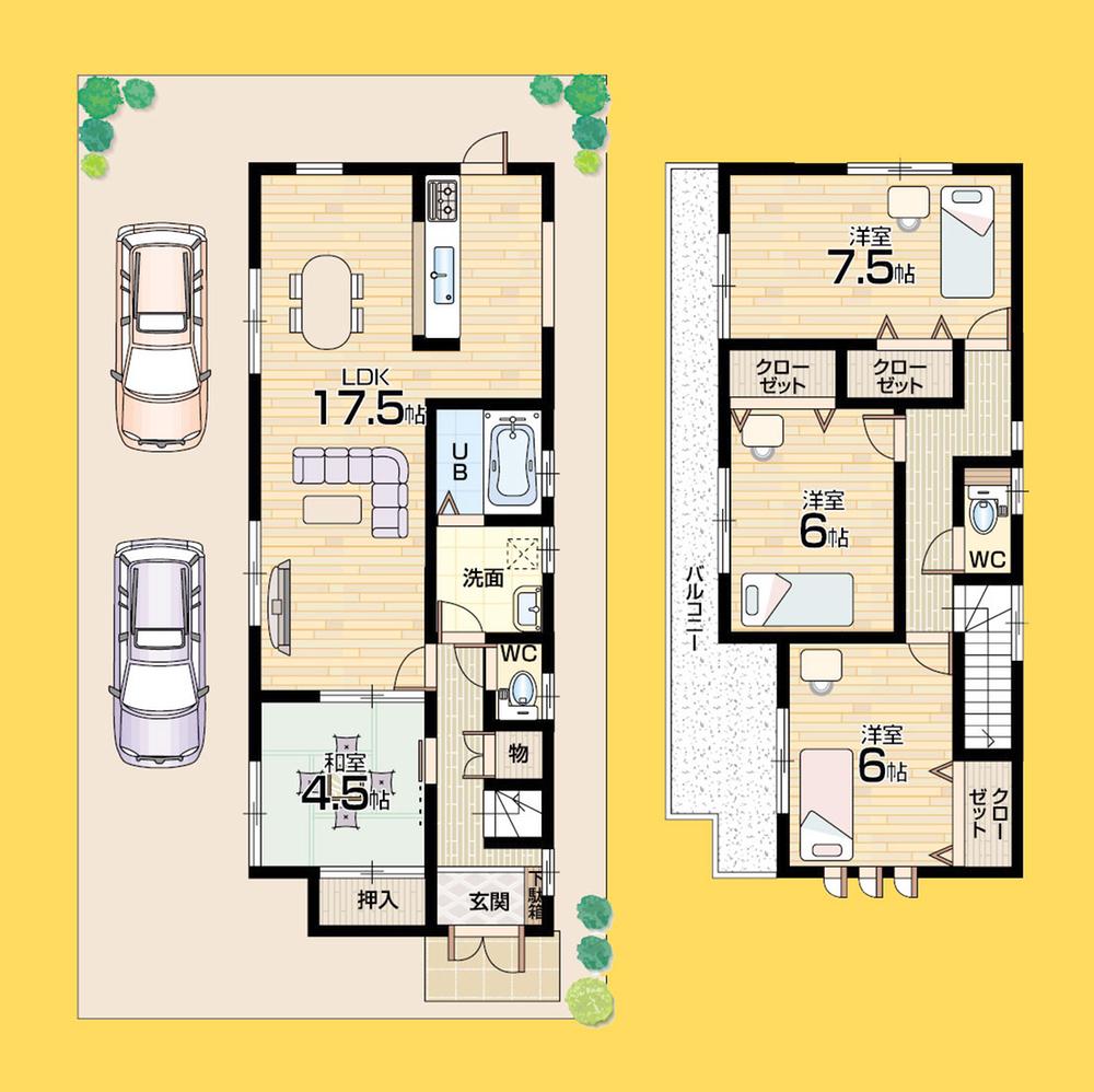 Floor plan. 26,300,000 yen, 4LDK, Land area 113.78 sq m , Building area 99.36 sq m 4LDK spacious wide balcony