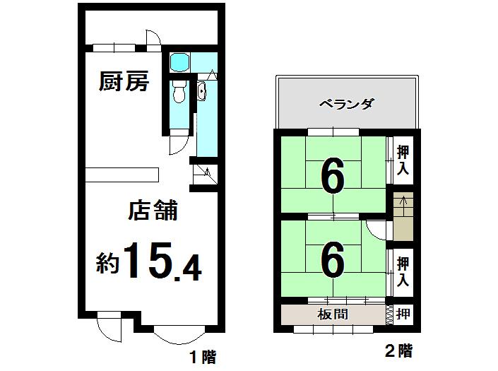 Floor plan. 11.8 million yen, 2K, Land area 44.88 sq m , Building area 56.09 sq m