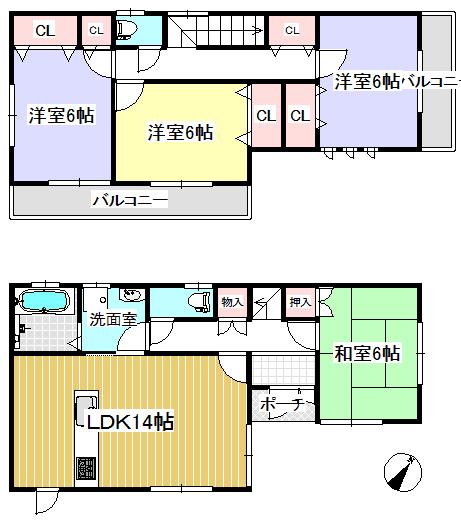 Floor plan. 25,300,000 yen, 4LDK, Land area 110.75 sq m , Building area 95.22 sq m
