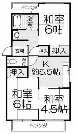 Floor plan. 3K, Price 5.5 million yen, Footprint 48.1 sq m , Balcony area 6.62 sq m