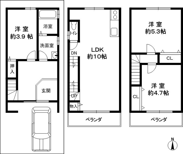 Floor plan. 13.8 million yen, 3LDK, Land area 37.68 sq m , Building area 64.82 sq m