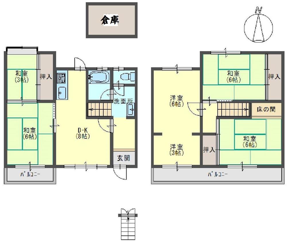 Floor plan. 17.8 million yen, 6DK, Land area 158.86 sq m , Building area 72.65 sq m