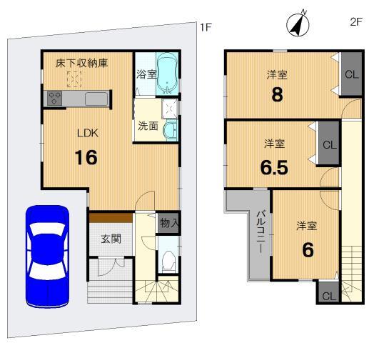 Floor plan. 20.8 million yen, 3LDK, Land area 81.78 sq m , Building area 85.86 sq m