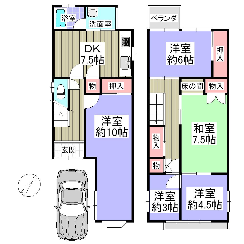Floor plan. 7.9 million yen, 5DK, Land area 65.23 sq m , Building area 72.54 sq m