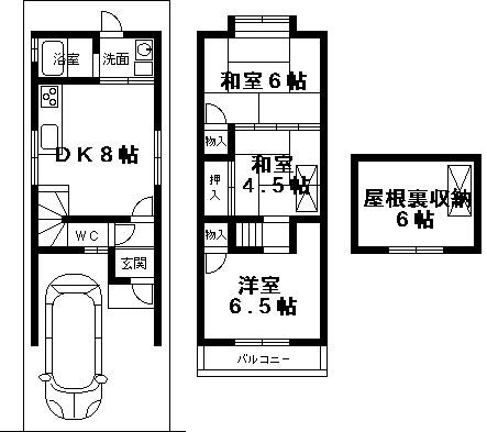 Floor plan. 13.3 million yen, 3DK, Land area 43.81 sq m , Building area 64.8 sq m