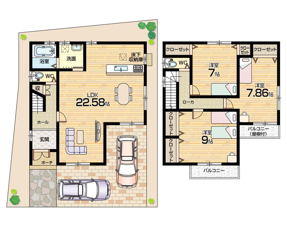 Floor plan. (No. 5 locations), Price 22,800,000 yen, 3LDK, Land area 103.7 sq m , Building area 108.8 sq m