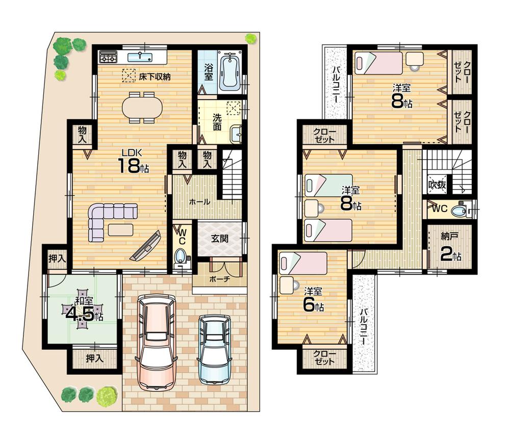 Floor plan. (No. 9 locations), Price 24,200,000 yen, 4LDK, Land area 105.89 sq m , Building area 114.21 sq m