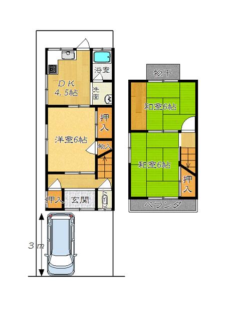 Floor plan. 5.8 million yen, 3DK, Land area 53.33 sq m , Building area 46.86 sq m