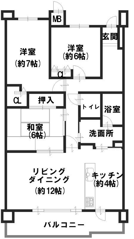 Floor plan. 3LDK, Price 23.8 million yen, Occupied area 82.87 sq m , Current state priority per balcony area 13.26 sq m schematic, Balcony southeast