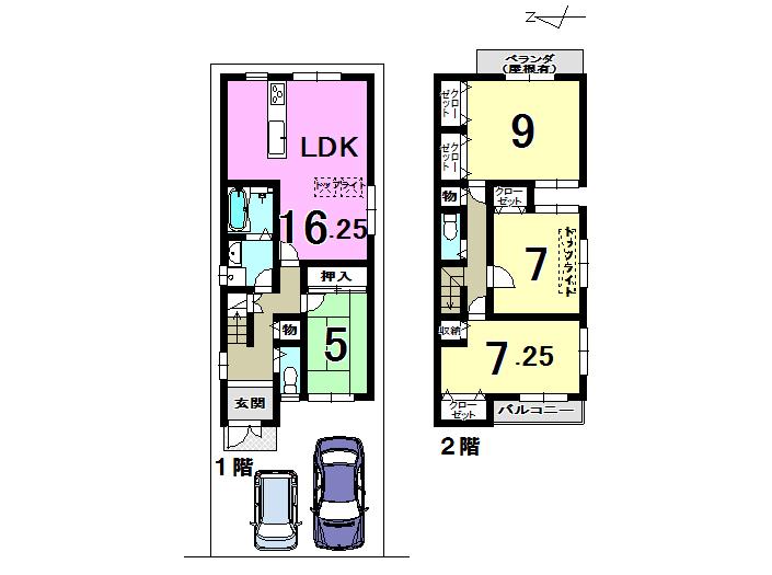 Floor plan. 22.6 million yen, 4LDK, Land area 104.77 sq m , Building area 108.54 sq m