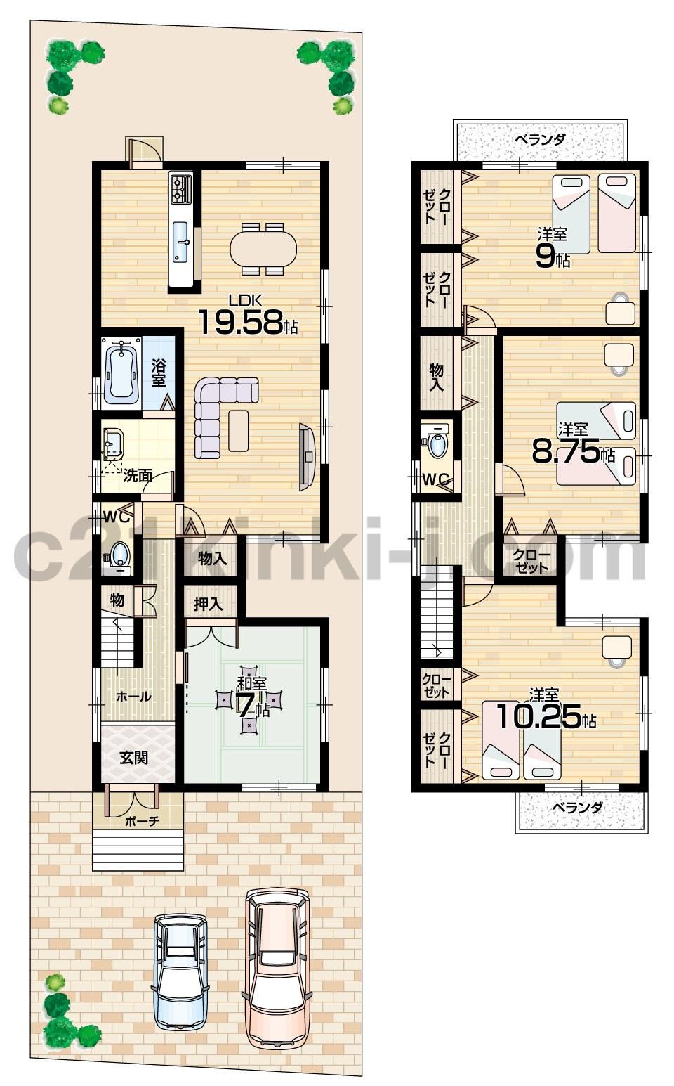 Floor plan. 29 million yen, 4LDK, Land area 161.24 sq m , Building area 127.18 sq m spacious 4LDK! Parking two Allowed! Face-to-face system Kitchen!