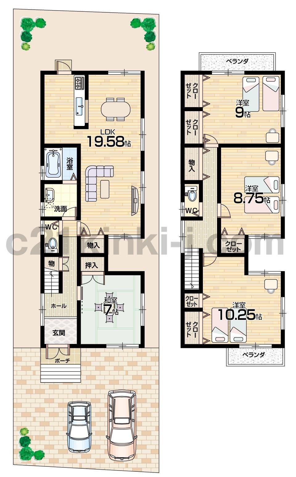 Floor plan. 29 million yen, 4LDK, Land area 161.24 sq m , Building area 127.18 sq m spacious 4LDK!  Parking two Allowed!  Face-to-face system Kitchen! 