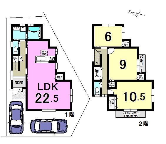 Floor plan. 23.6 million yen, 3LDK, Land area 107.13 sq m , Building area 111.78 sq m