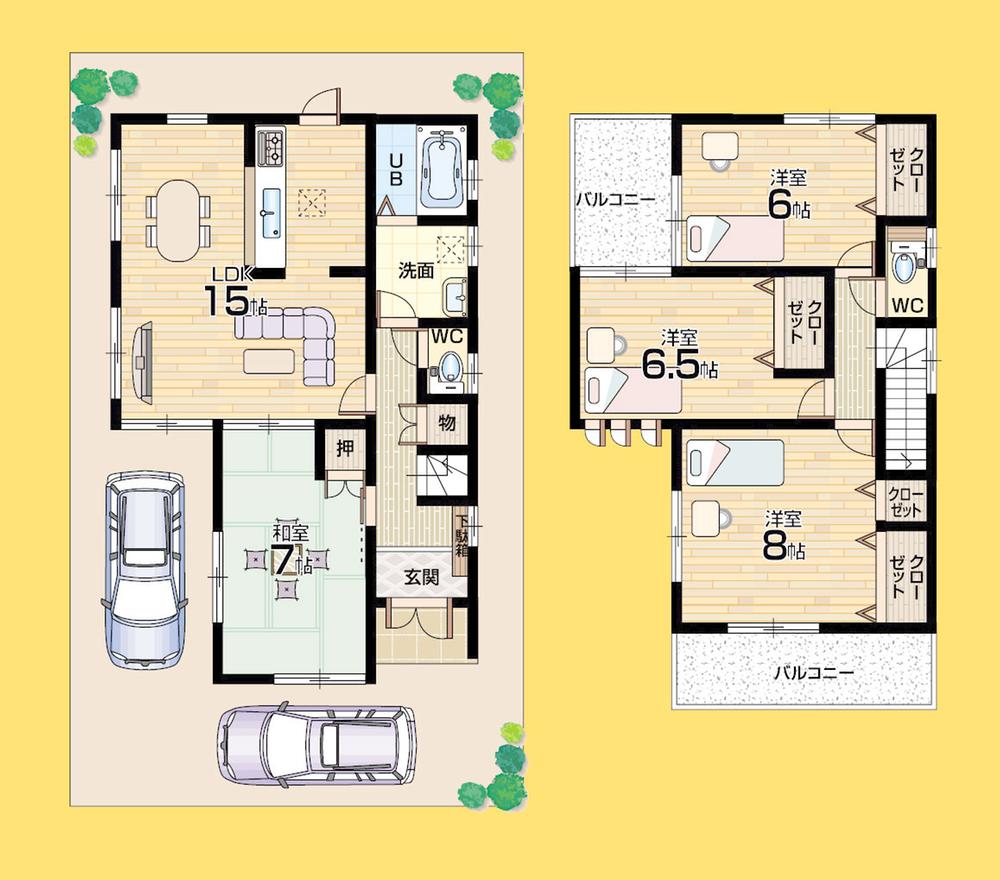 Floor plan. 28.8 million yen, 4LDK, Land area 110.31 sq m , Building area 99.36 sq m 4LDK Parking two Allowed